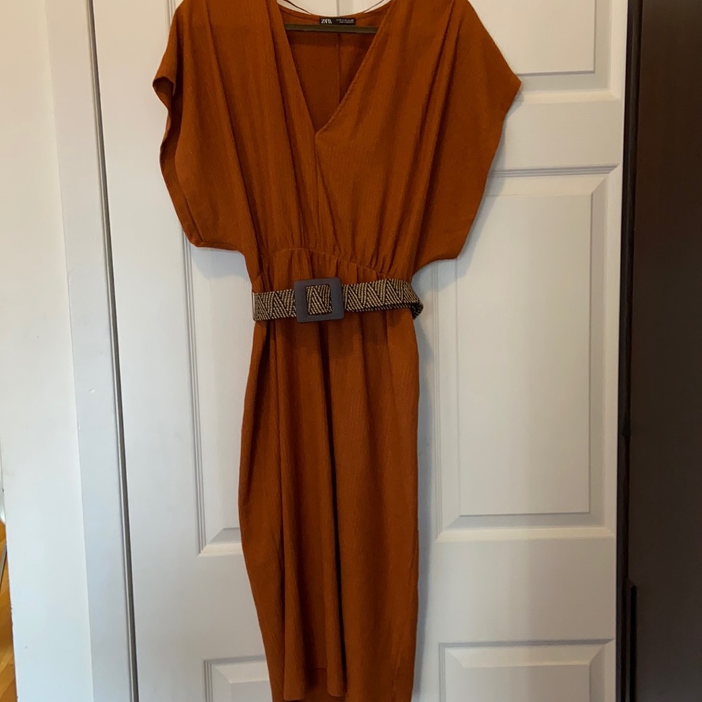 Zara Orange Midi Dress